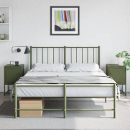 Berkfield Bedside Cabinets 2 Pcs Olive Green 36X39X60.5 Cm Steel - thumbnail 3
