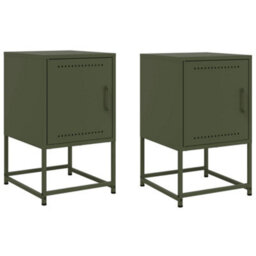 Berkfield Bedside Cabinets 2 Pcs Olive Green 36X39X60.5 Cm Steel - thumbnail 2
