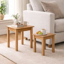 Mews Panama Nest Of Tables Country House Solid Pine Wood Light Fiesta Wax - thumbnail 2