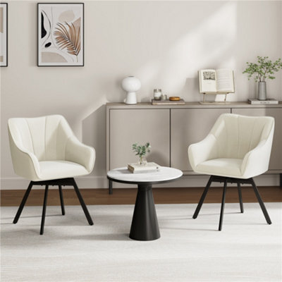 Yaheetech Swivel Dining Chair With Armrests And Backrest - Beige - image 1