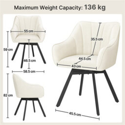Yaheetech Swivel Dining Chair With Armrests And Backrest - Beige - thumbnail 3