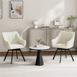 Yaheetech Swivel Dining Chair With Armrests And Backrest - Beige