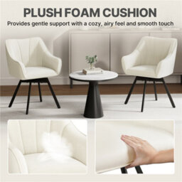 Yaheetech Swivel Dining Chair With Armrests And Backrest - Beige - thumbnail 5
