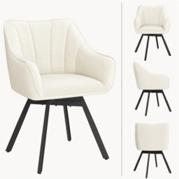 Yaheetech Swivel Dining Chair With Armrests And Backrest - Beige - thumbnail 6