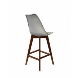 Fusion Living Soho Light Grey Plastic Bar Stool With Dark Wood Legs - thumbnail 4