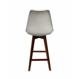 Fusion Living Soho Light Grey Plastic Bar Stool With Dark Wood Legs - thumbnail 3