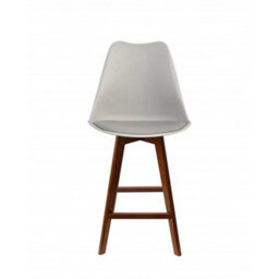 Fusion Living Soho Light Grey Plastic Bar Stool With Dark Wood Legs - thumbnail 6