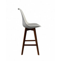 Fusion Living Soho Light Grey Plastic Bar Stool With Dark Wood Legs - thumbnail 5