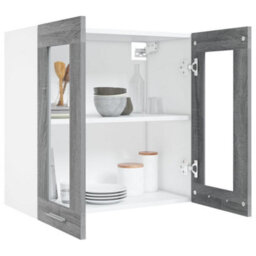 Walplus Hanging Glass Cabinet Lyon Grey Sonoma 60X31X60 Cm Engineered Wood - thumbnail 7
