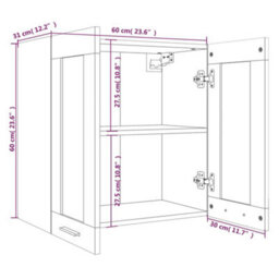 Walplus Hanging Glass Cabinet Lyon Grey Sonoma 60X31X60 Cm Engineered Wood - thumbnail 9