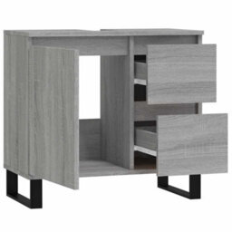 Berkfield Industrial Bathroom Cabinet Grey Sonoma 65X33X60 Cm Engineered Wood - thumbnail 5