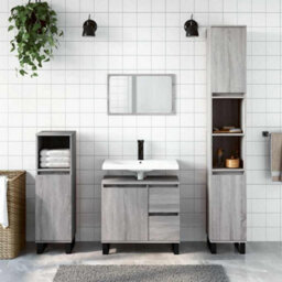 Berkfield Industrial Bathroom Cabinet Grey Sonoma 65X33X60 Cm Engineered Wood - thumbnail 2