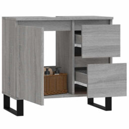Berkfield Industrial Bathroom Cabinet Grey Sonoma 65X33X60 Cm Engineered Wood - thumbnail 3