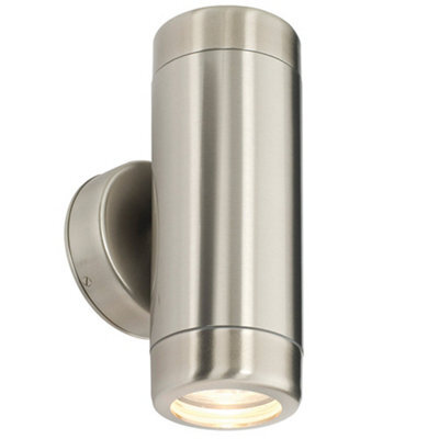 Up & Down Twin Outdoor Wall Light - 2 X 7W Gu10 Led Marine Grade Stainless Steel - image 1