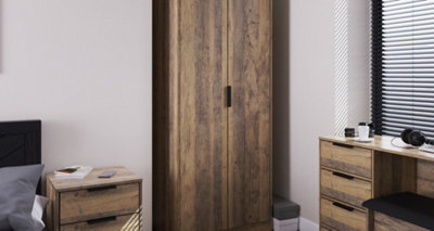 Fuji 2 Door Wardrobe In Vintage Oak (Ready Assembled)