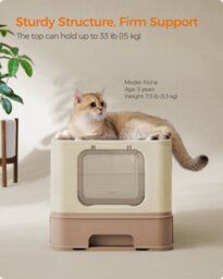 LEDREM Hidden Cat Litter Box, Cat Litter Tray With Hood, Slide-Out Tray, Scoop, Brush, Spacious For Large Cats - thumbnail 6