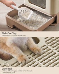 LEDREM Hidden Cat Litter Box, Cat Litter Tray With Hood, Slide-Out Tray, Scoop, Brush, Spacious For Large Cats - thumbnail 4