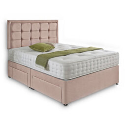 Dining Tables Dallas Matching Headboard Divan Set, 2 Drawer On Same Side With Sprung 1500 Comfort Mattress- Plush Pink Pale - Double - thumbnail 4