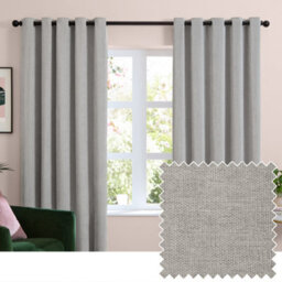 furn. Furn Soft Chenille Blackout Eyelet Curtain Pair, Silver, (W) 229 X (D) 183Cm