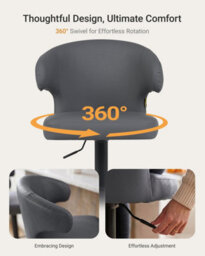 Hnnhome Embrace Faux Leather Swivel Breakfast Kitchen Bar Stool (Grey) - thumbnail 4
