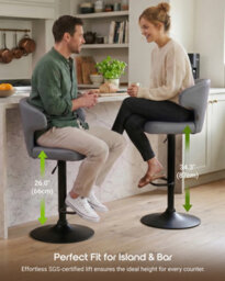 Hnnhome Embrace Faux Leather Swivel Breakfast Kitchen Bar Stool (Grey) - thumbnail 7