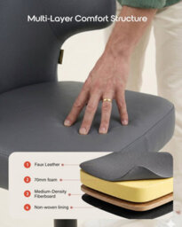 Hnnhome Embrace Faux Leather Swivel Breakfast Kitchen Bar Stool (Grey) - thumbnail 6