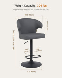 Hnnhome Embrace Faux Leather Swivel Breakfast Kitchen Bar Stool (Grey) - thumbnail 3