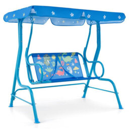 Gainoom 2-Seater Kids Blue Patio Swing Toddler Porch Swing Chair W/metal Stand - thumbnail 9