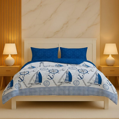 Pirate Duvet Cover Set Adventure Themed Bedding With Pillowcases Blue - image 1
