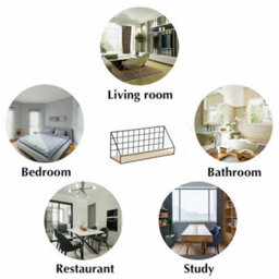 2Pc Black Floating Shelves Wall Mounted Wire Metal Wood Storage Shelf Large Rack - thumbnail 4