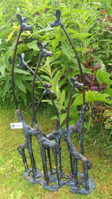 Inspirational Gifting Giraffe Family Sculpture Ornament With An Aged Bronze Finish - image 1