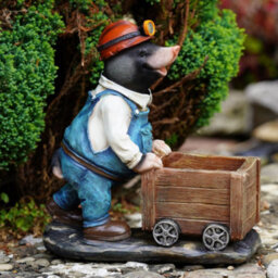 Mining Mole Figures Set 2 Resin Garden Ornament Statue Miner Indoor Outdoor Ro-145/146 - thumbnail 3