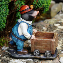 Mining Mole Figures Set 2 Resin Garden Ornament Statue Miner Indoor Outdoor Ro-145/146 - thumbnail 4