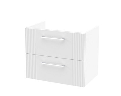Hudson Reed Deco Wall Hung 2-Drawer Vanity Unit, Stylish Vanity Unit In Bathroom For Contemporary Interiors, Satin White - image 1