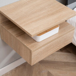 Homcom Nightstand Set Of 2, Wall Mounted Bedside Cabinet, Oak Tone - thumbnail 9