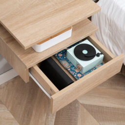 Homcom Nightstand Set Of 2, Wall Mounted Bedside Cabinet, Oak Tone - thumbnail 8
