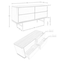 Angel Cerda Stylish Dark Grey Chest Of Drawers With Walnut Top And Steel Legs - thumbnail 6