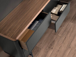 Angel Cerda Stylish Dark Grey Chest Of Drawers With Walnut Top And Steel Legs - thumbnail 4
