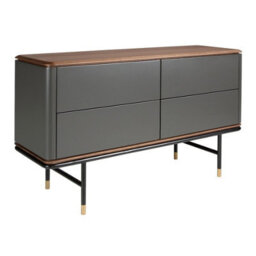 Angel Cerda Stylish Dark Grey Chest Of Drawers With Walnut Top And Steel Legs - thumbnail 1