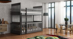 Arte Graphite Cris Bunk Bed With Cot & Bonnell Mattresses - Secure & Compact (H1710mm W1980mm D980mm)