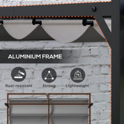 Outsunny 3 X 3(M) Pergola With Retractable Roof And Aluminium Frame, Grey - thumbnail 6