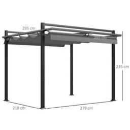 Outsunny 3 X 3(M) Pergola With Retractable Roof And Aluminium Frame, Grey - thumbnail 3