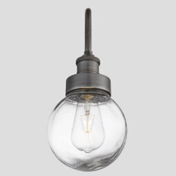 Industville Swan Neck Outdoor & Bathroom Wall Light, Pewter, Globe Glass - thumbnail 2