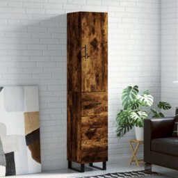Berkfield Highboard Smoked Oak 34.5X34X180 Cm Engineered Wood - thumbnail 1