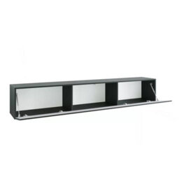 Heze Furniture Joyce Wall Mounted Tv Unit Modern Plain Gloss Finish 200Cm - Black Gloss - thumbnail 4