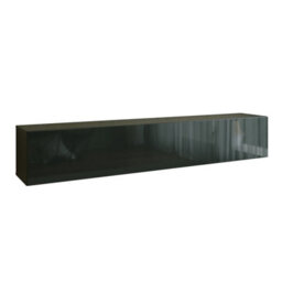 Heze Furniture Joyce Wall Mounted Tv Unit Modern Plain Gloss Finish 200Cm - Black Gloss - thumbnail 3