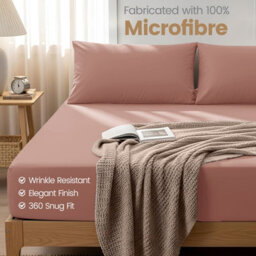 Aspire Homeware Peach Fitted Sheet-(25Cm) Deep Hotel Quality -Breathable Fitted Bed Sheets Single (L)190Cm X (W)91Cm - thumbnail 8