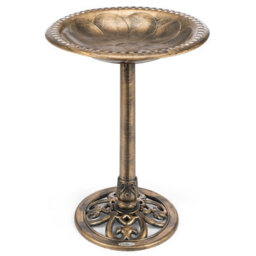 Christow Chrisow Garden Ornate Resin Birdbath With Rustic Metal Effect