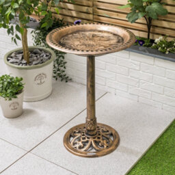 Christow Chrisow Garden Ornate Resin Birdbath With Rustic Metal Effect - thumbnail 2