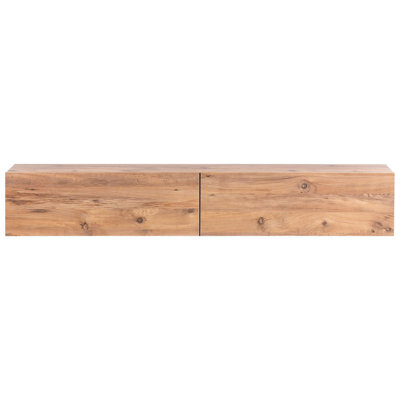 Wyld And Coco Wall-Mounted Tv Stand Brown For Tvs Up To 70 Inch With 2 Concealed Cabinets Minimalist Design - image 1